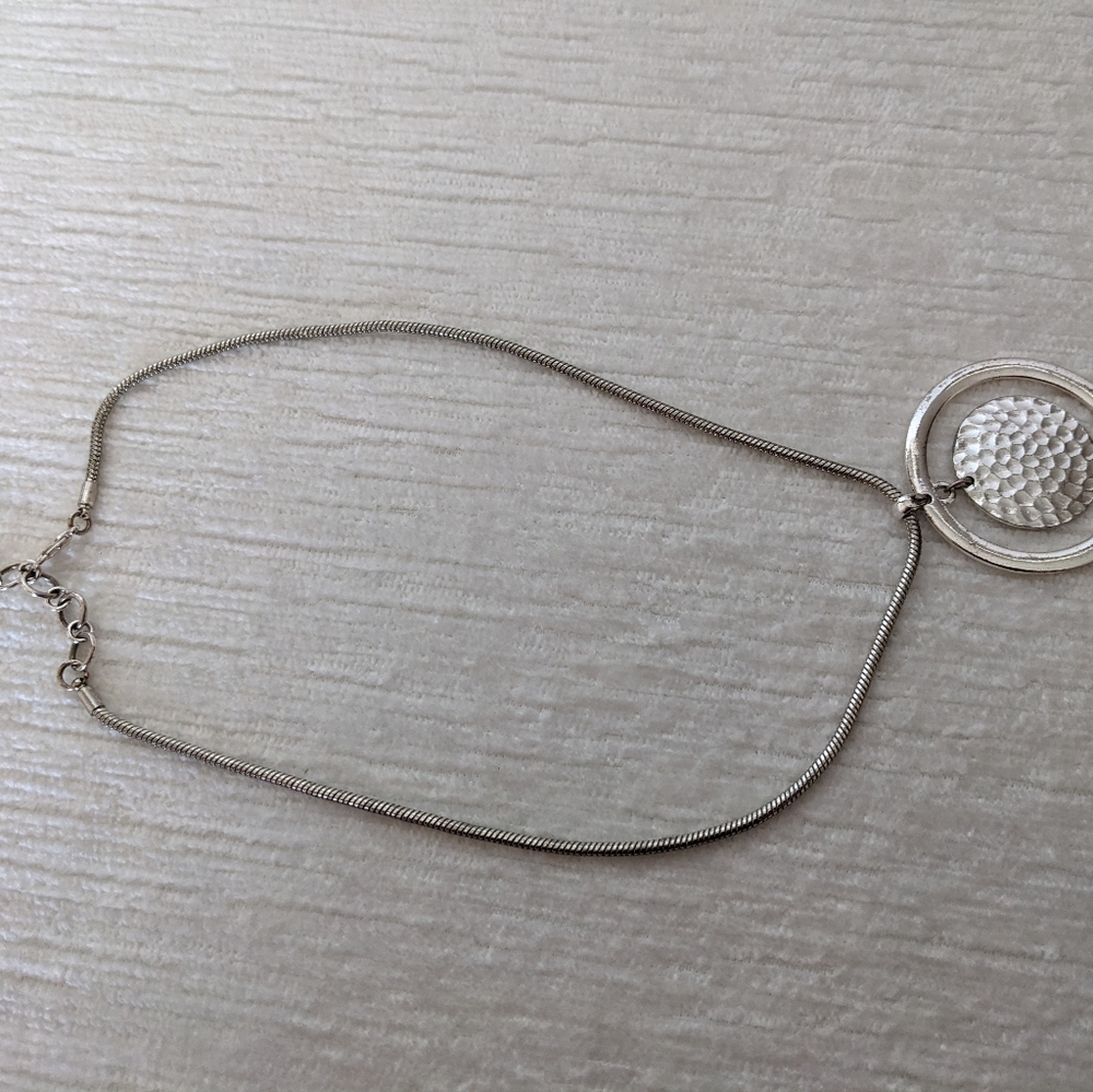 Nine West Silver Disc  Pendant 18" Necklace - Picture 3 of 7